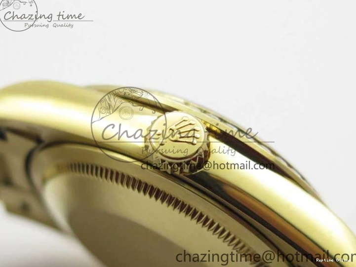 0212 DailyWear Day-Date 36mm 128235 YG Crystal BP Best Edition Silver Crystal Marker Dial on YG President Bracelet A 2676